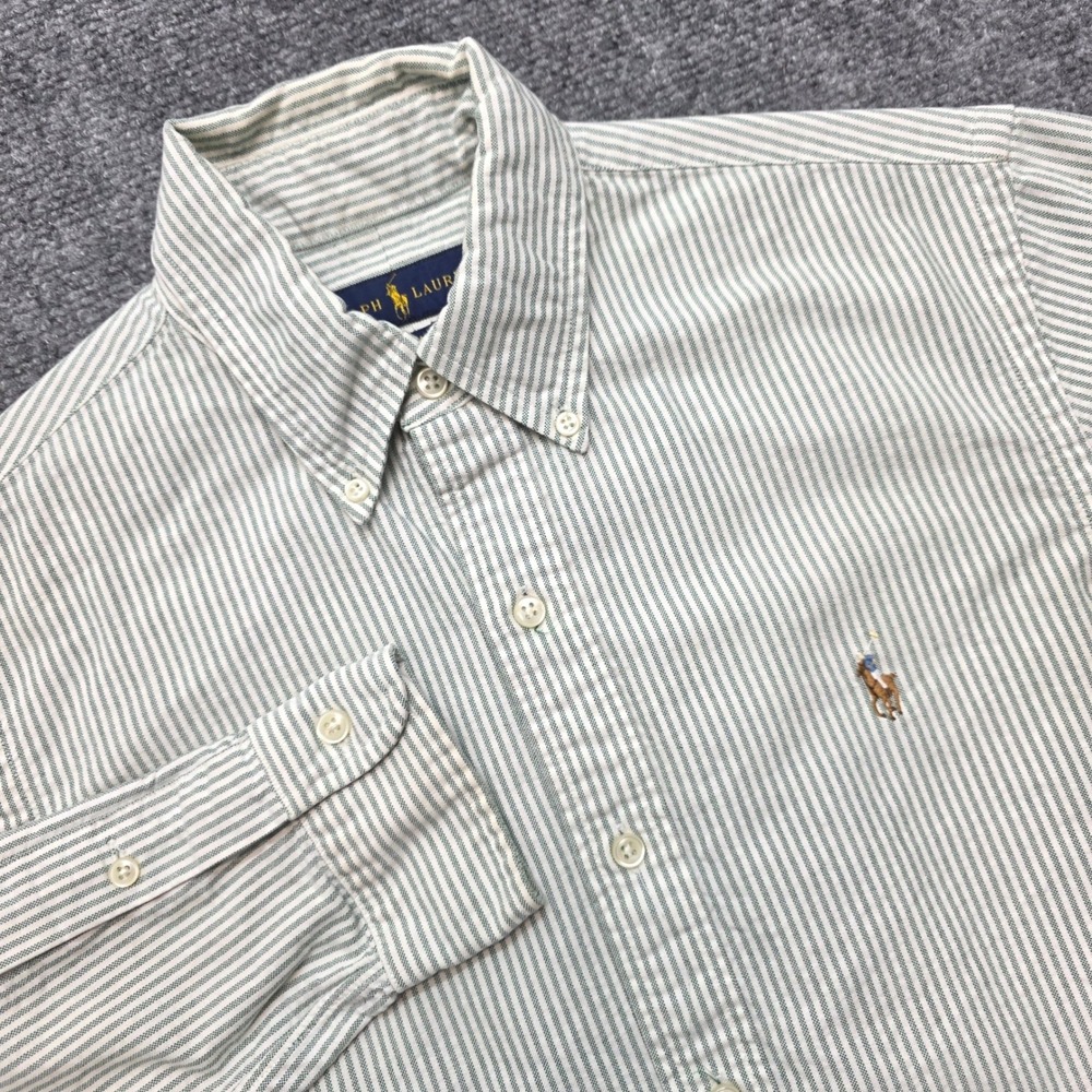 Polo Ralph Lauren Men's Green Stripe Oxford Dress Shirt Size S Classic Fit Pony